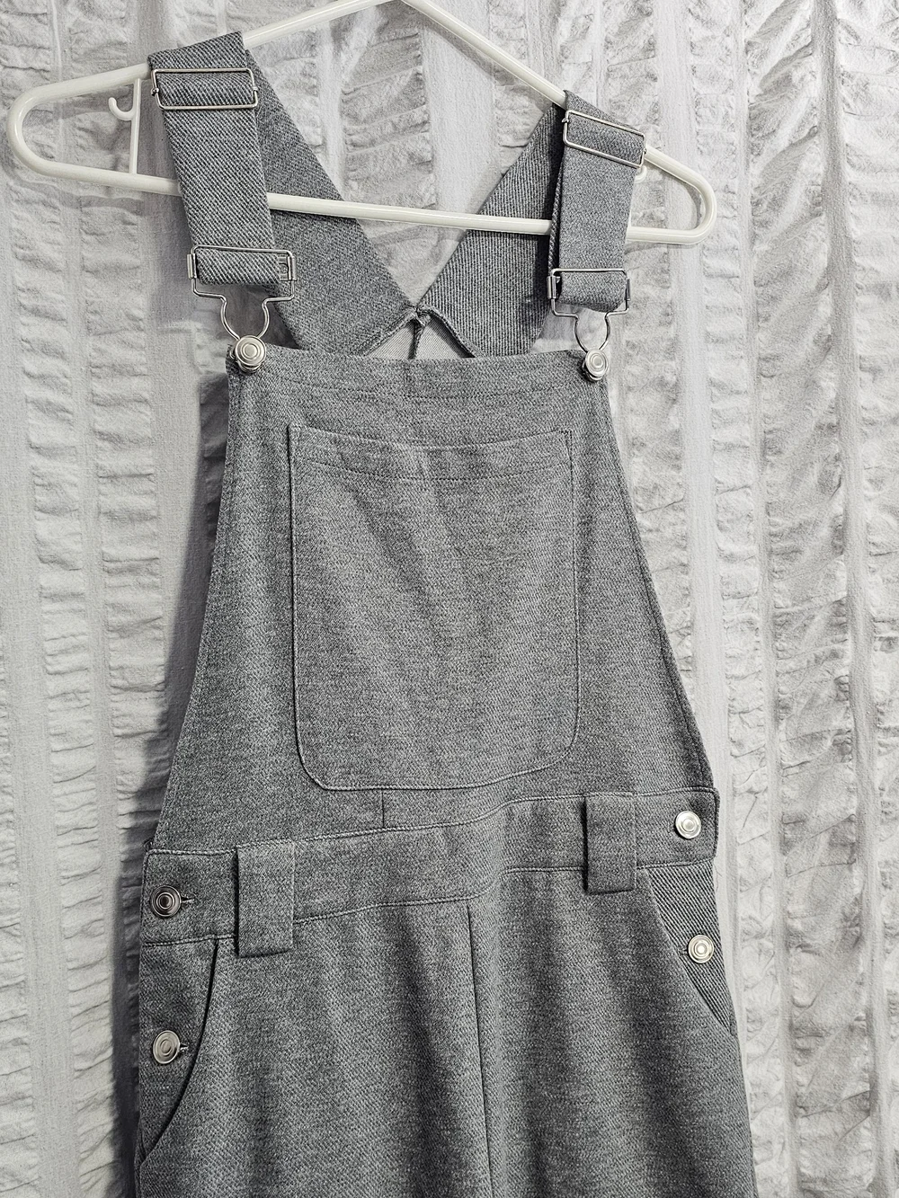 Commense Classic Gray Wide-Leg Jersey Knit Bib Overalls Womens